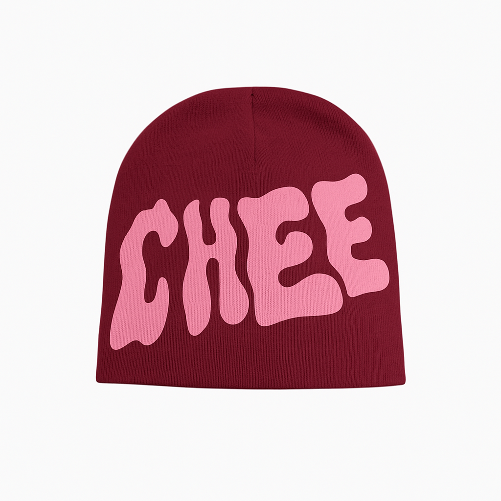 Chee Beanie - Burgundy/Pink